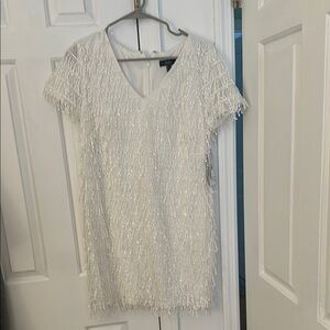 NEVER WORN Aidan Mattox Elegant White Fringe Dress